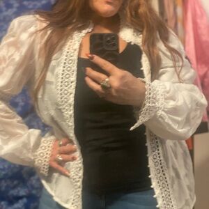 Western style bar man lantern sleeve floral cut out design